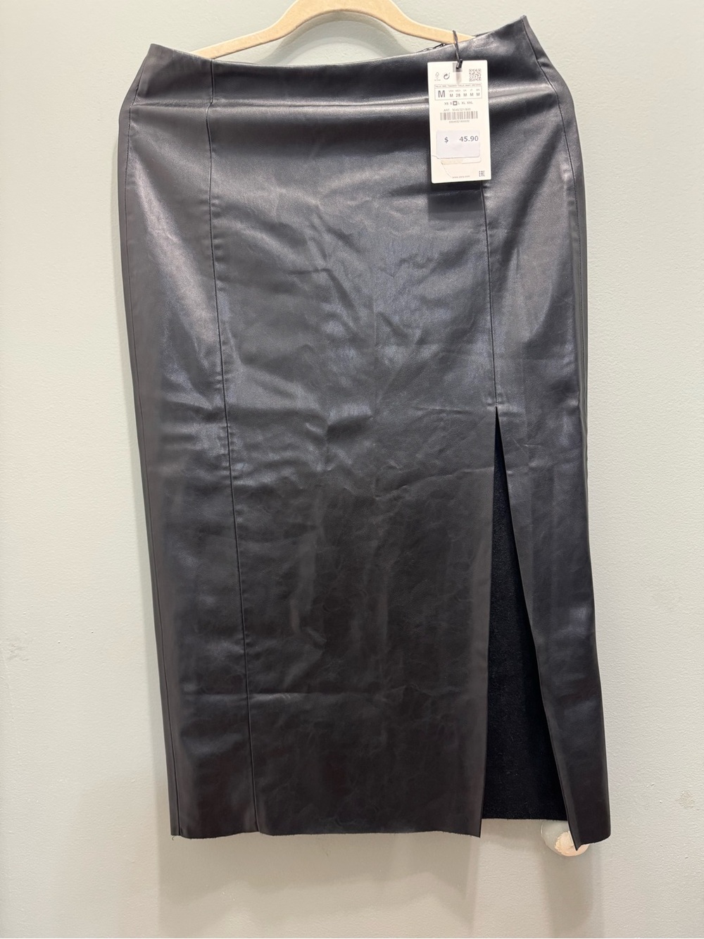 Zara Black Faux Leather Pencil Skirt